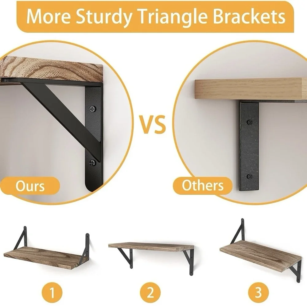Floating Wall 4- Shelves Rustic Space Saving Multi-Functional Storage Decor